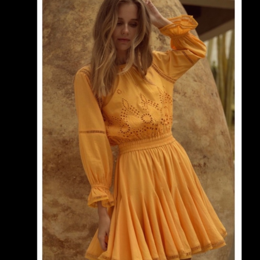 Miss Los Angeles Lex eyelet yellow dress M